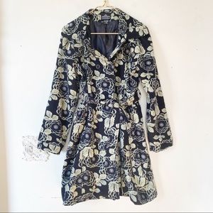 Angie Floral Tie Waist Trench Coat Car Coat M